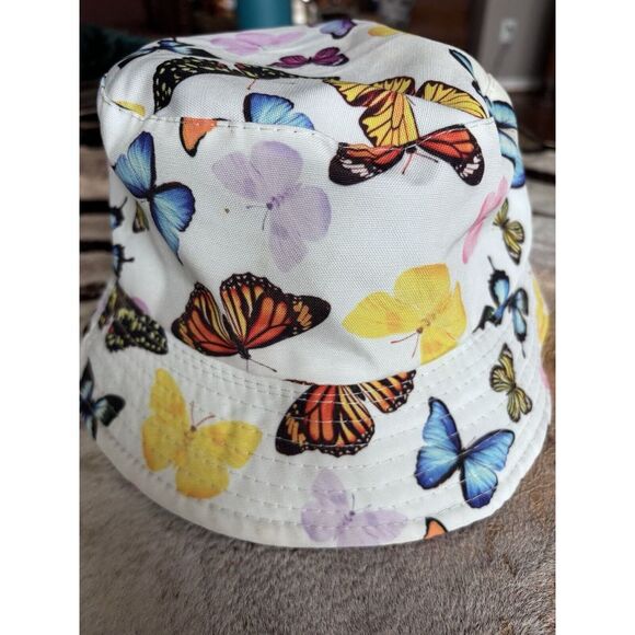 Accessories - BUTTERFLIES  Womens Bucket SUN HAT Multicolor and Black Reversible Foldable 2881